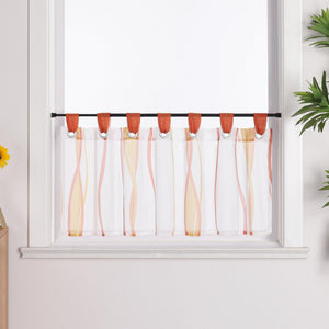 Cafe Curtain with Tab-Top Hanging and Stripe Pattern 1 Piece - Green, H x W 60 x 120cm