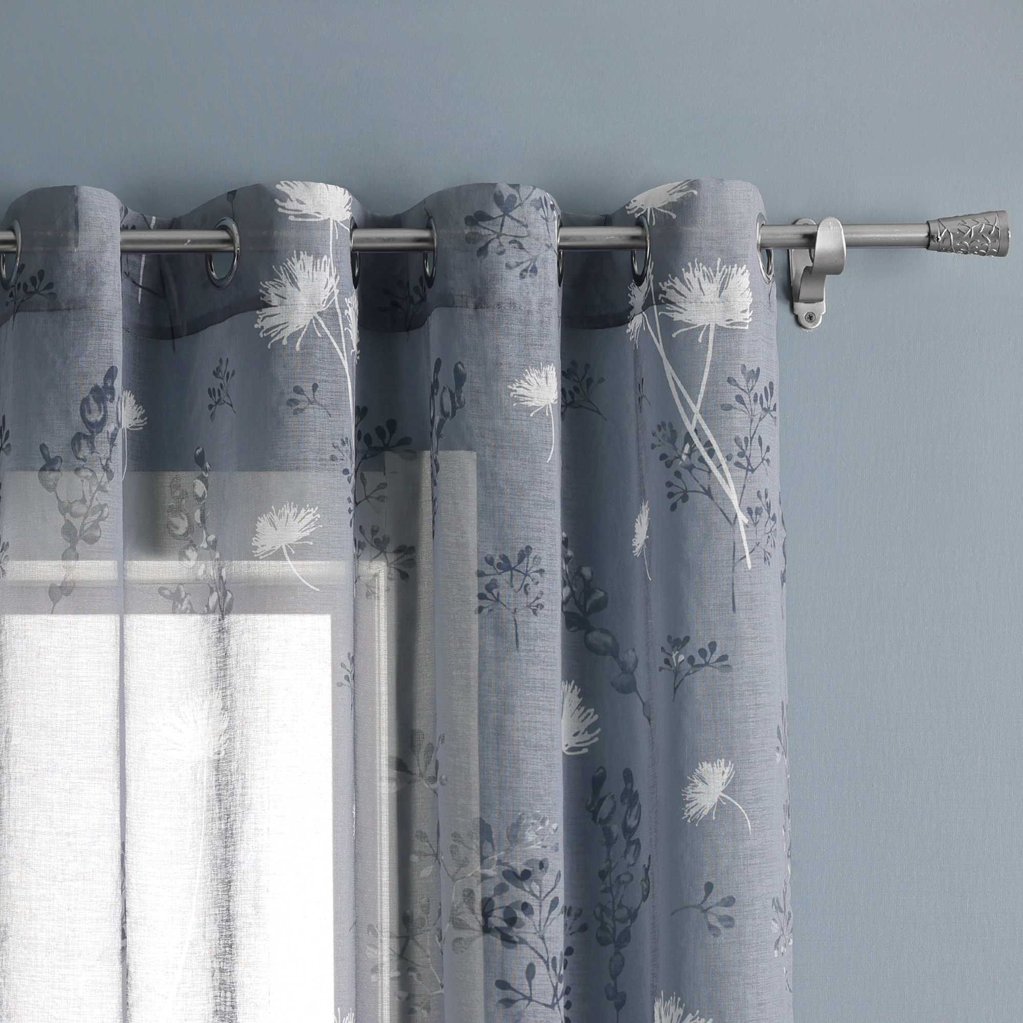 Sheer Grommets Curtains with Dandelion Pattern 1 Piece - Brown, H x W 225 x 140cm