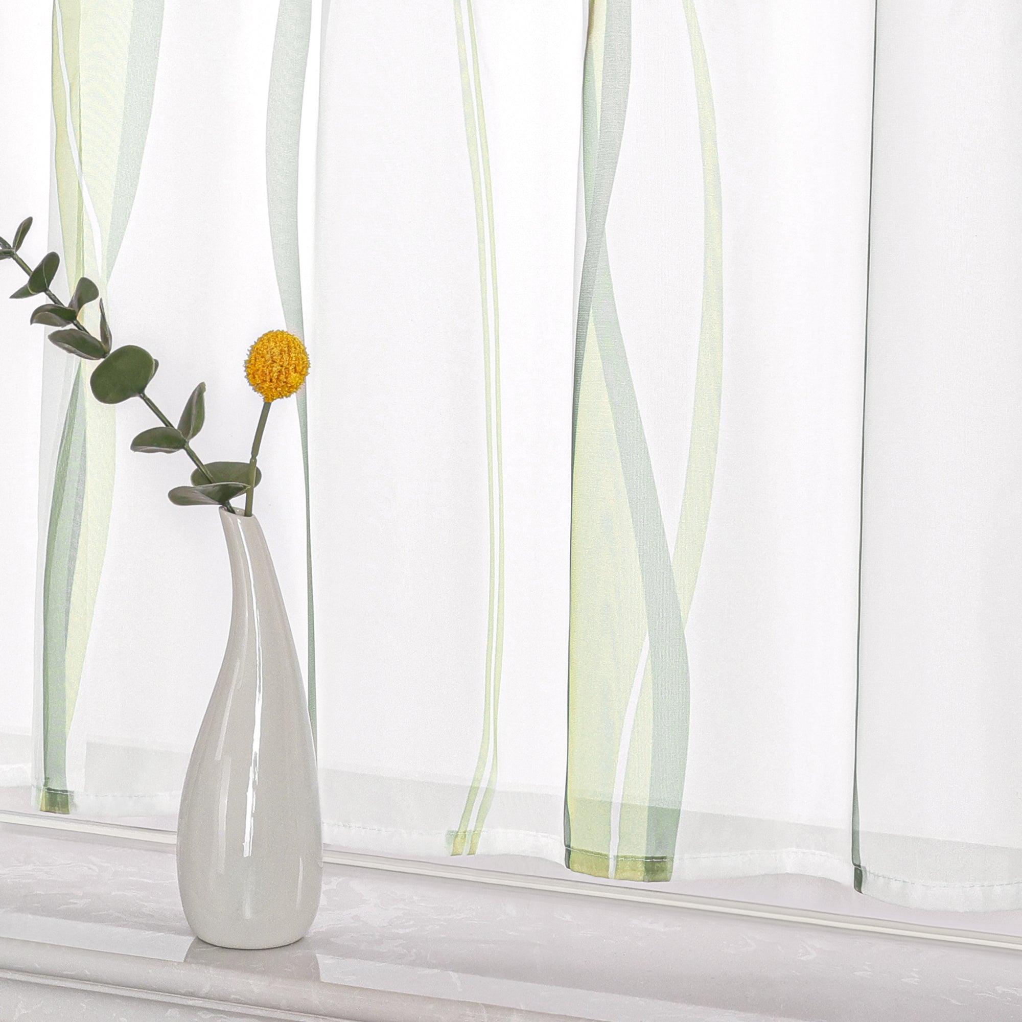 Cafe Curtain with Tab-Top Hanging and Stripe Pattern 1 Piece - Green, H x W 45 x 120cm