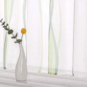 Cafe Curtain with Tab-Top Hanging and Stripe Pattern 1 Piece - Green, H x W 45 x 120cm