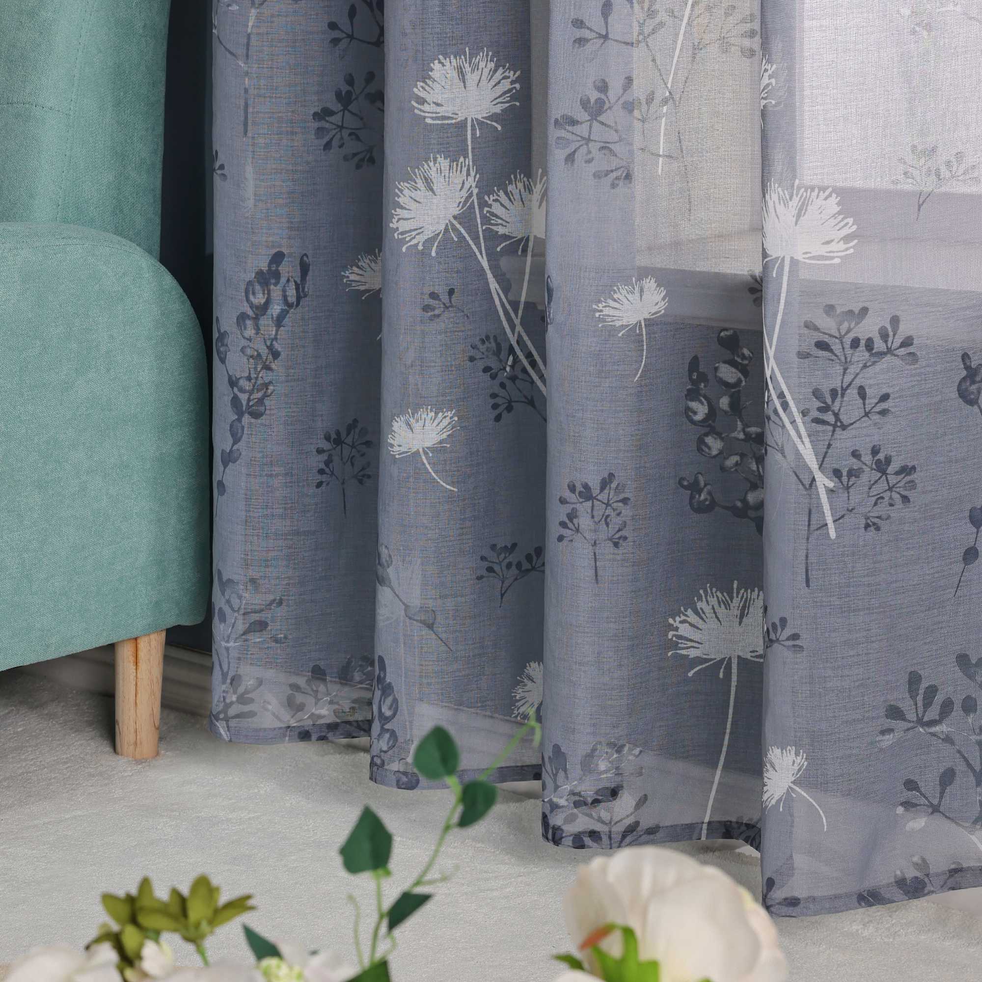 Curtain with Curtain Tape with Botanical Pattern 1 Piece - Sand, W x H 140 x 175cm