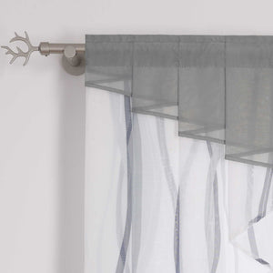 Cafe Curtain M-Shaped with Wave Pattern/ Window Valance for Kitchen - Sand, W x H 120 x 145cm