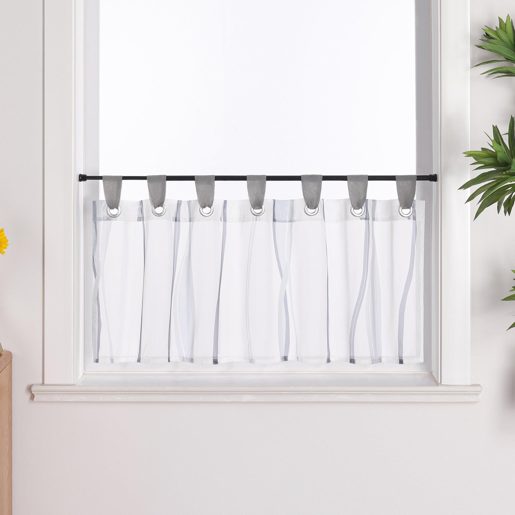 Cafe Curtain with Tab-Top Hanging and Stripe Pattern 1 Piece - Orange, H x W 60 x 120cm