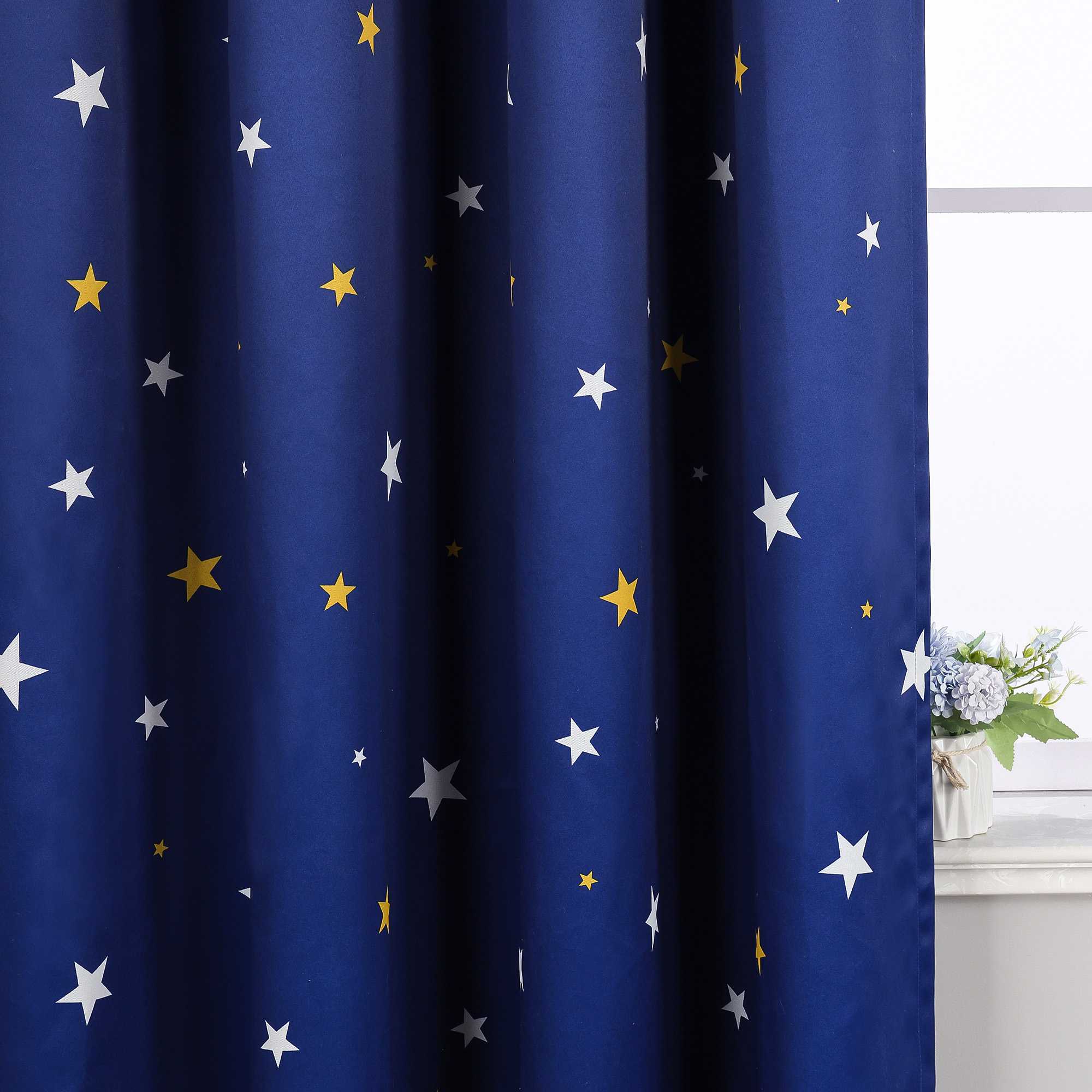 Blackout Grommet Curtain Opaque with Star Pattern Thermal
