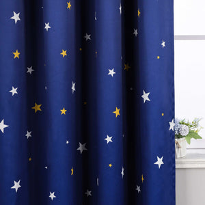 Blackout Grommet Curtain Opaque with Star Pattern Thermal
