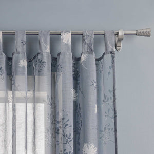 Curtain with Tab-Top Hanging and Botanical Patterns 1 Piece - Gray, H x W 225 x 140cm