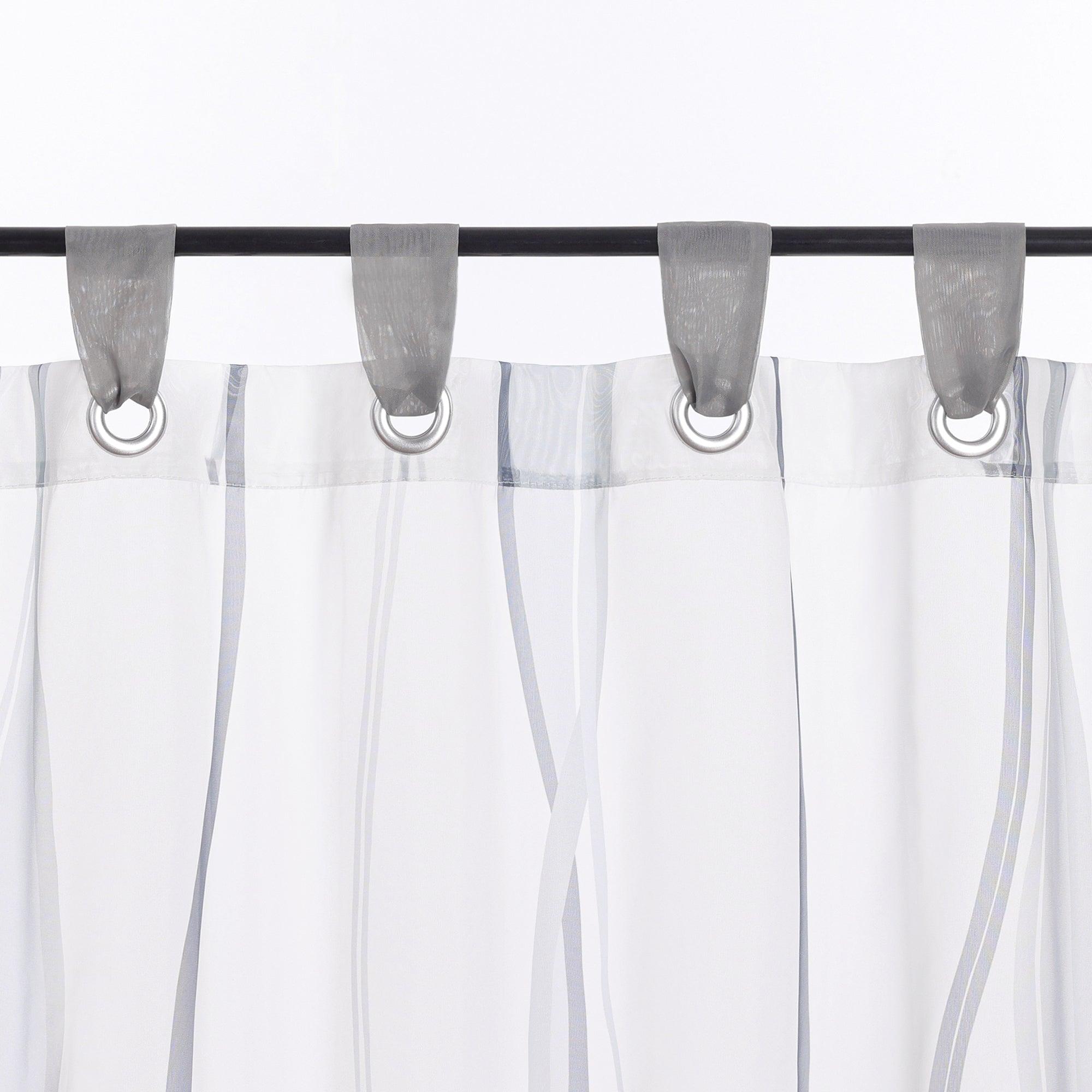 Cafe Curtain with Tab-Top Hanging and Stripe Pattern 1 Piece - Gray, H x W 30 x 90cm