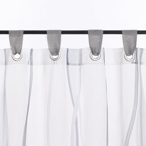 Cafe Curtain with Tab-Top Hanging and Stripe Pattern 1 Piece - Gray, H x W 30 x 90cm