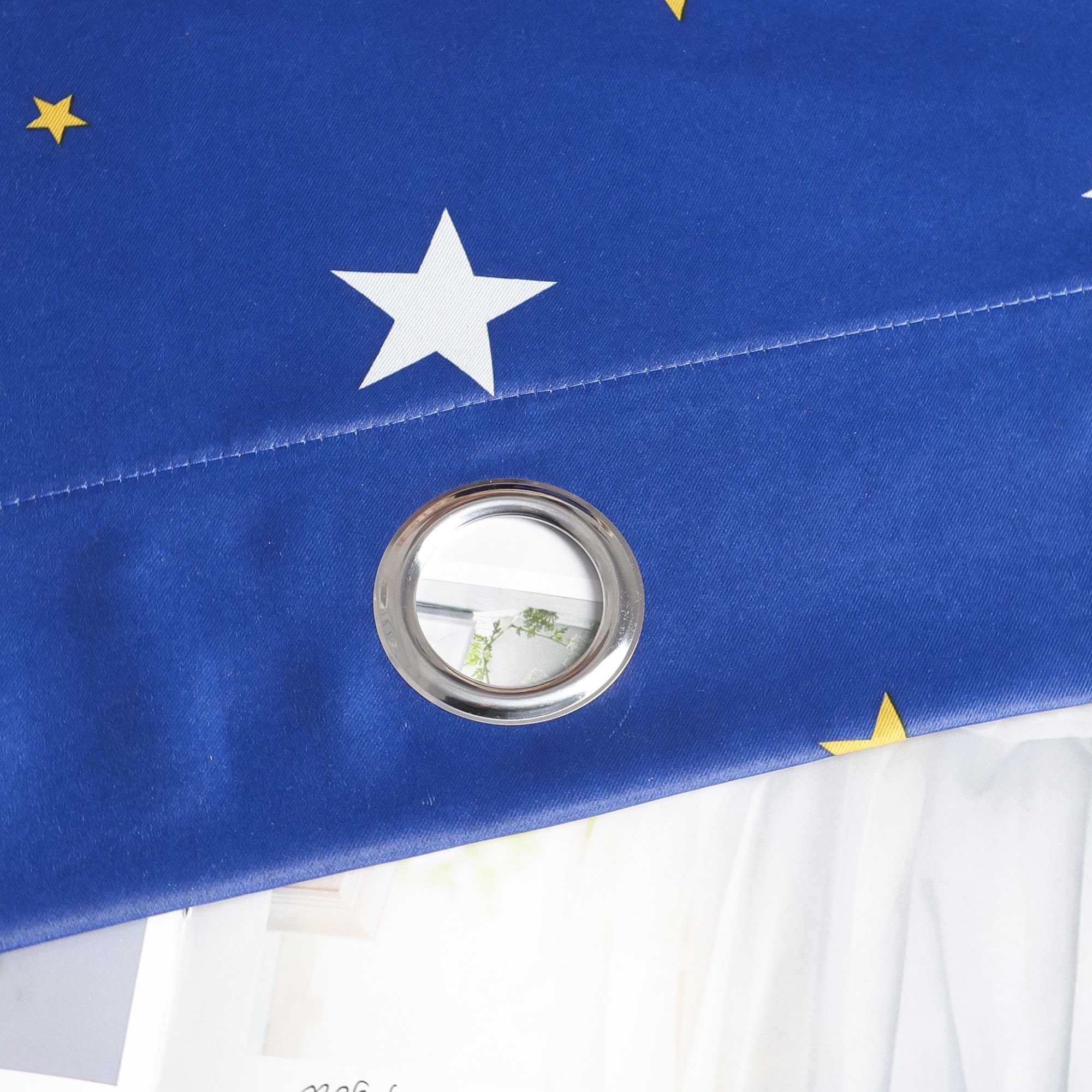 Blackout Grommet Curtain Opaque with Star Pattern Thermal