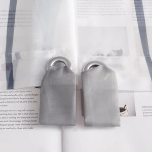 Cafe Curtain with Tab-Top Hanging and Stripe Pattern 1 Piece - Gray, H x W 45 x 120cm