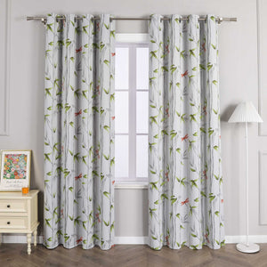 Blackout Grommet Curtain Opaque with Bamboo Pattern Thermal - Multicolor, W x H 135 x 175cm