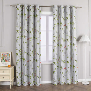 Blackout Grommet Curtain Opaque with Bamboo Pattern Thermal - Multicolor, W x H 135 x 225cm