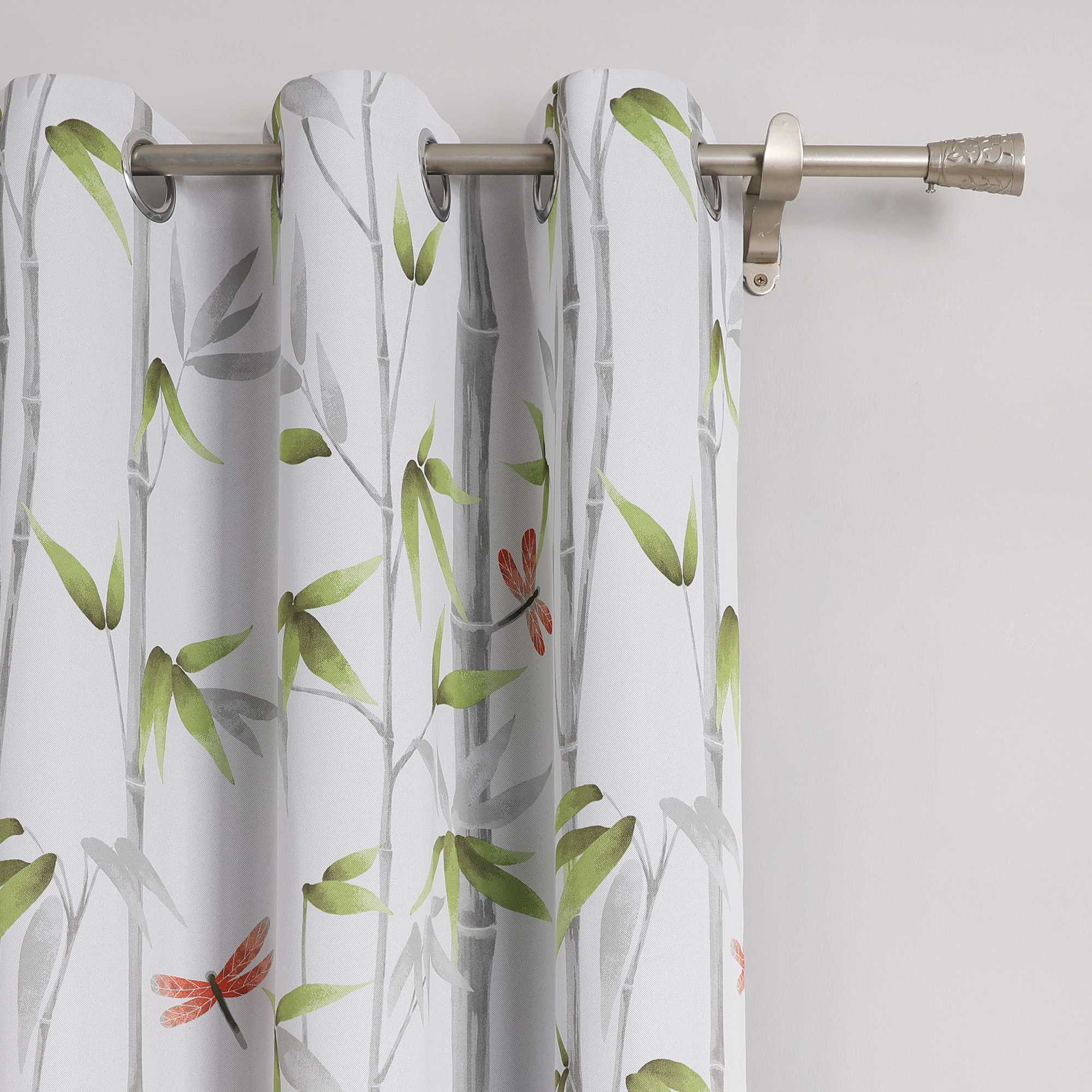 Blackout Grommet Curtain Opaque with Bamboo Pattern Thermal