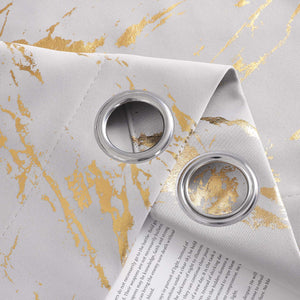 Blackout Curtain with Marble-Look Curtain Panel 1 Piece - Silver, H x W 245 x 280 cm