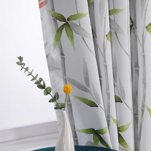 Blackout Grommet Curtain Opaque with Bamboo Pattern Thermal - Multicolor, W x H 135 x 260cm