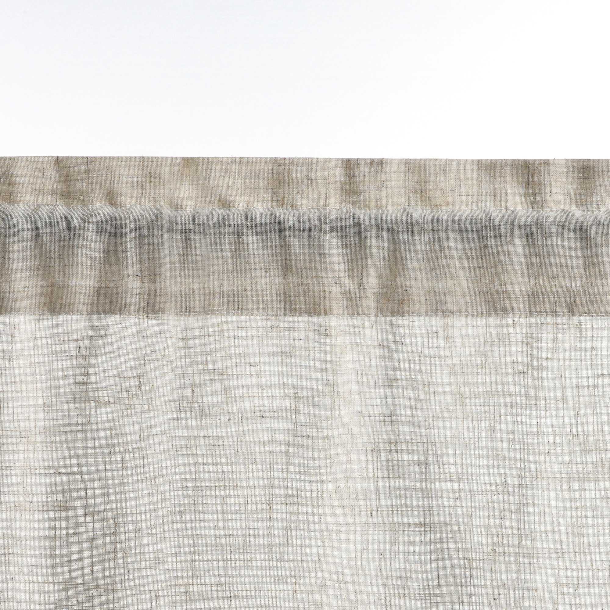 Cafe Curtain with Curtain Tape with Check Pattern in Linen-Look Fabric Set of 2 - Blue, H x W 120 x 125cm