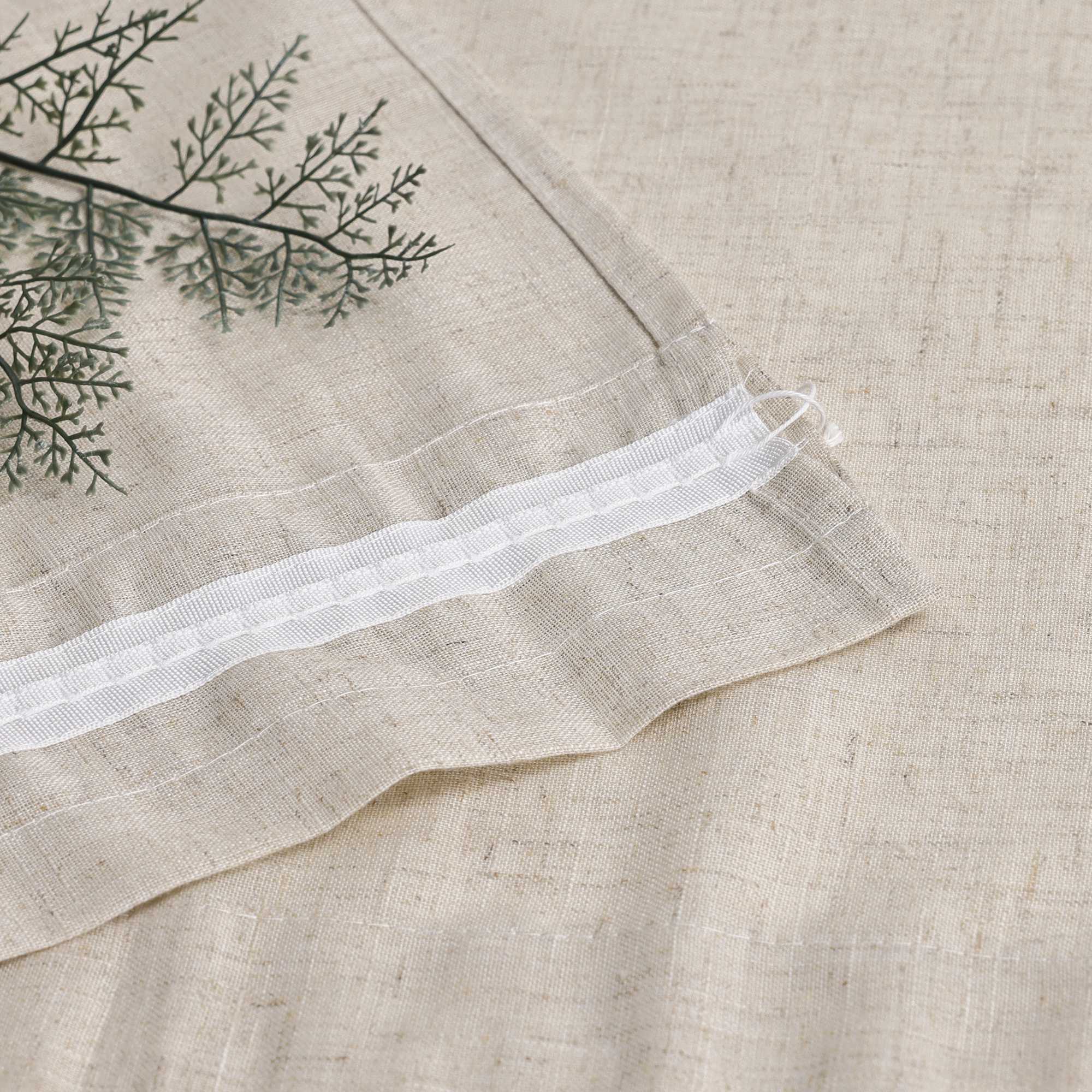 Cafe Curtain with Curtain Tape with Check Pattern in Linen-Look Fabric Set of 2