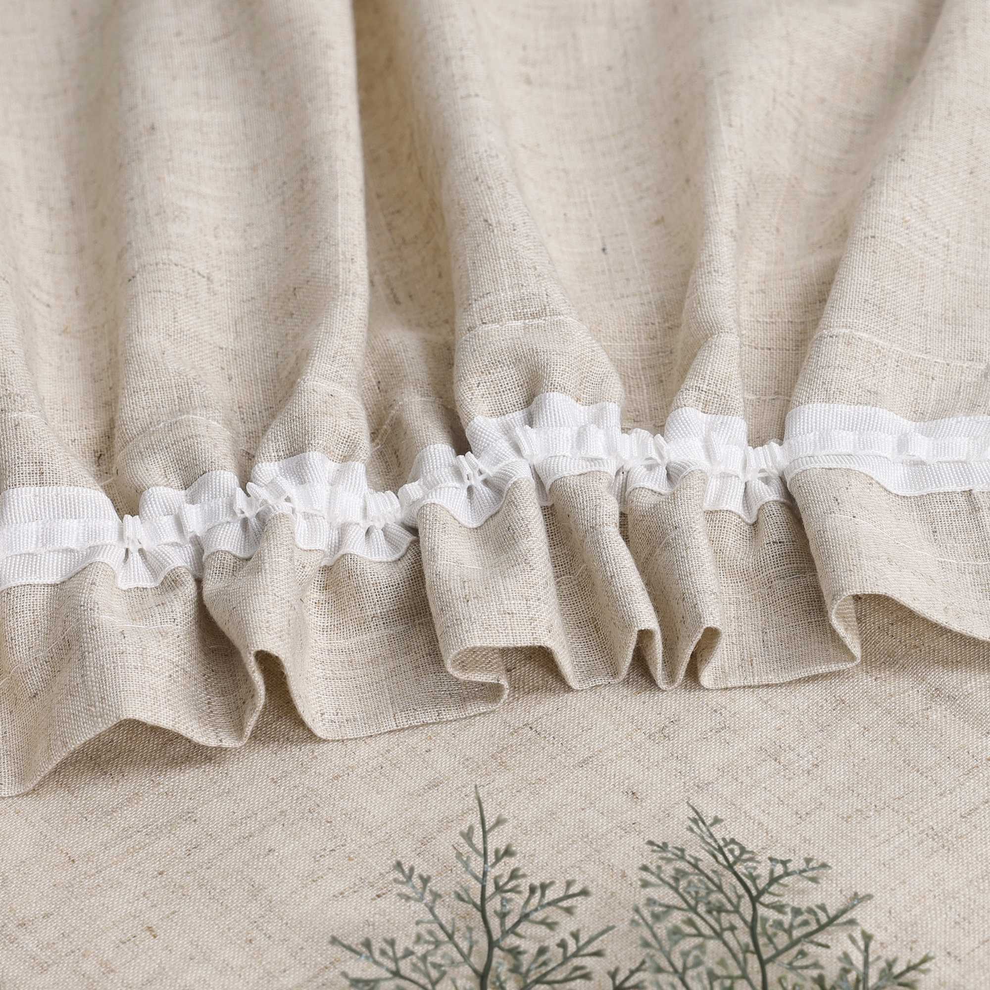 Short Curtains in Valance Style with Check Pattern Set of 2