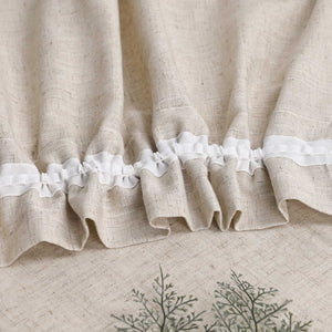 Cafe Curtain with Curtain Tape with Check Pattern in Linen-Look Fabric Set of 2