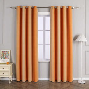 Blackout Grommet Curtain Gradient Thermal Minimalist Style 1 Piece - Brown, H x W 145 x 135 cm
