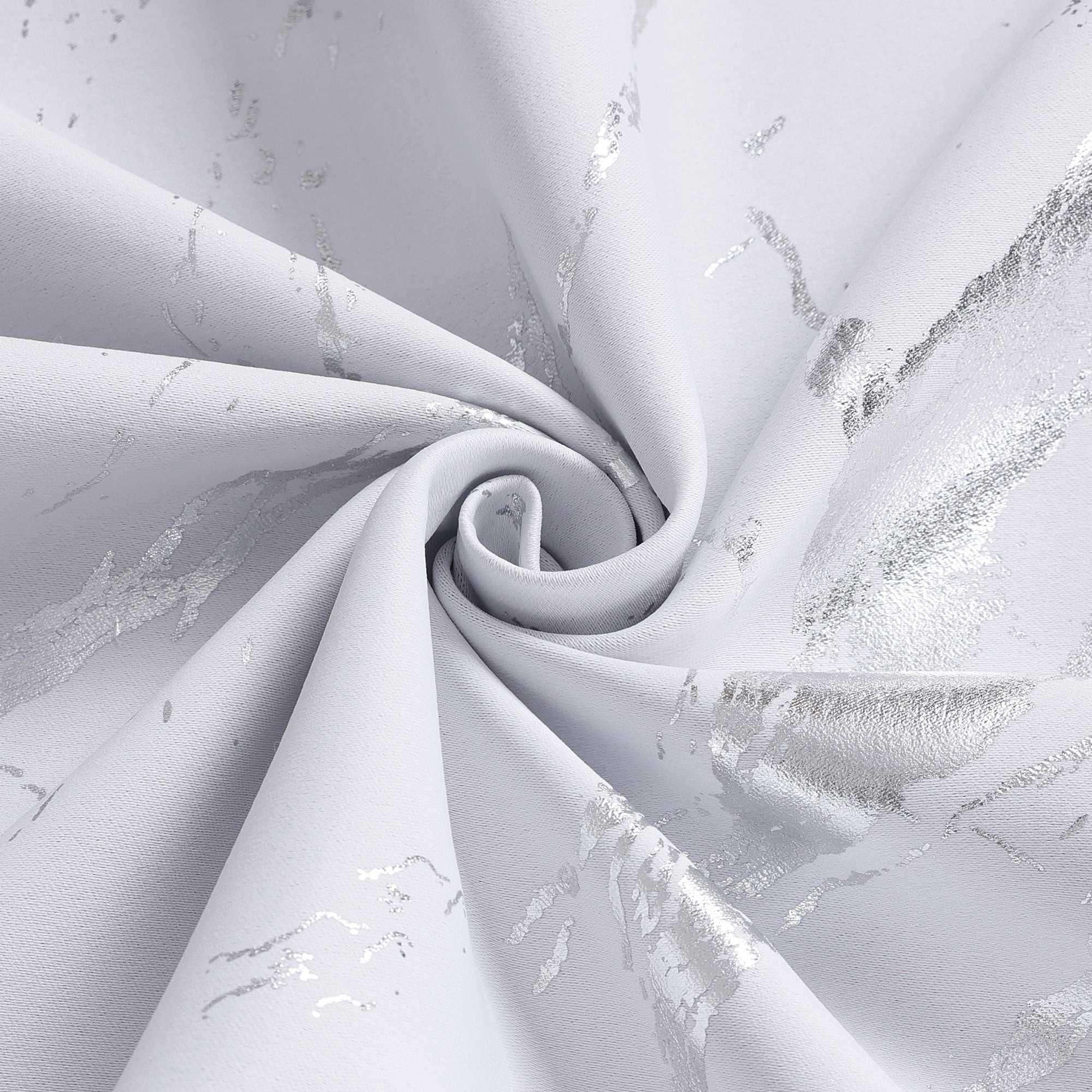 Blackout Curtain with Marble-Look Curtain Panel 1 Piece - Gray, H x W 245 x 280 cm