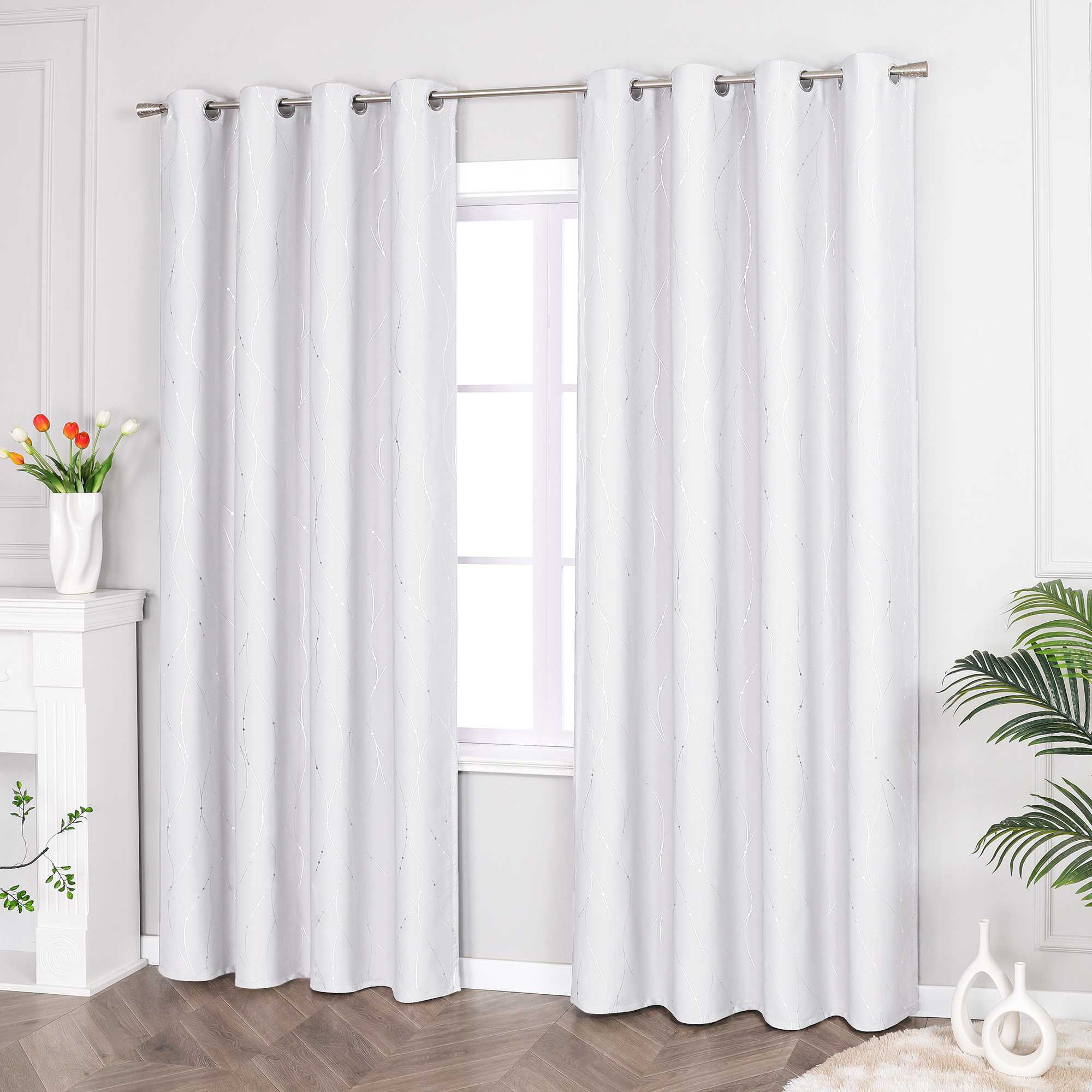 Blackout Grommet Curtain with Silver Accents - Black, H x W 225 x 140 cm