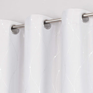 Blackout Grommet Curtain with Silver Accents - White, H x W 175 x 140 cm