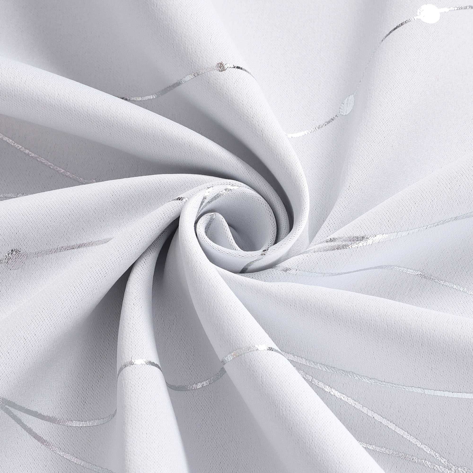 Blackout Grommet Curtain with Silver Accents - White, H x W 225 x 140 cm