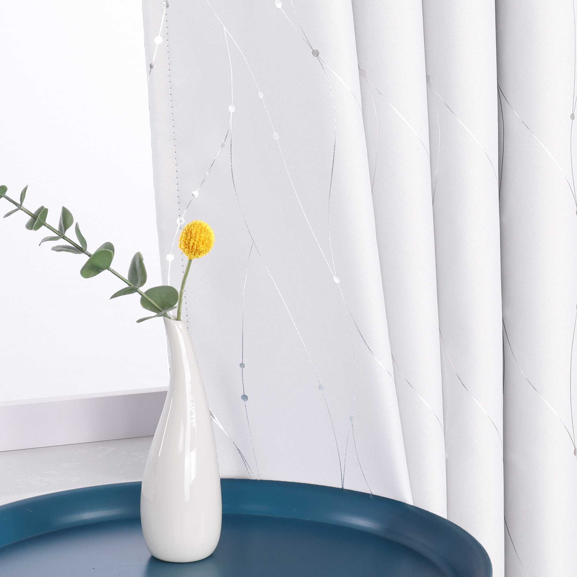 Blackout Grommet Curtain with Silver Accents - Black, H x W 245 x 140 cm
