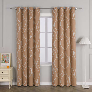 Blackout Grommet Curtain with Wave Pattern 1 Piece