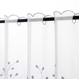 Cafe Curtain with Floral Embroidery/ Voile with Eyelet Header Country Style 1 Piece - Red, H x W 60 x 140cm
