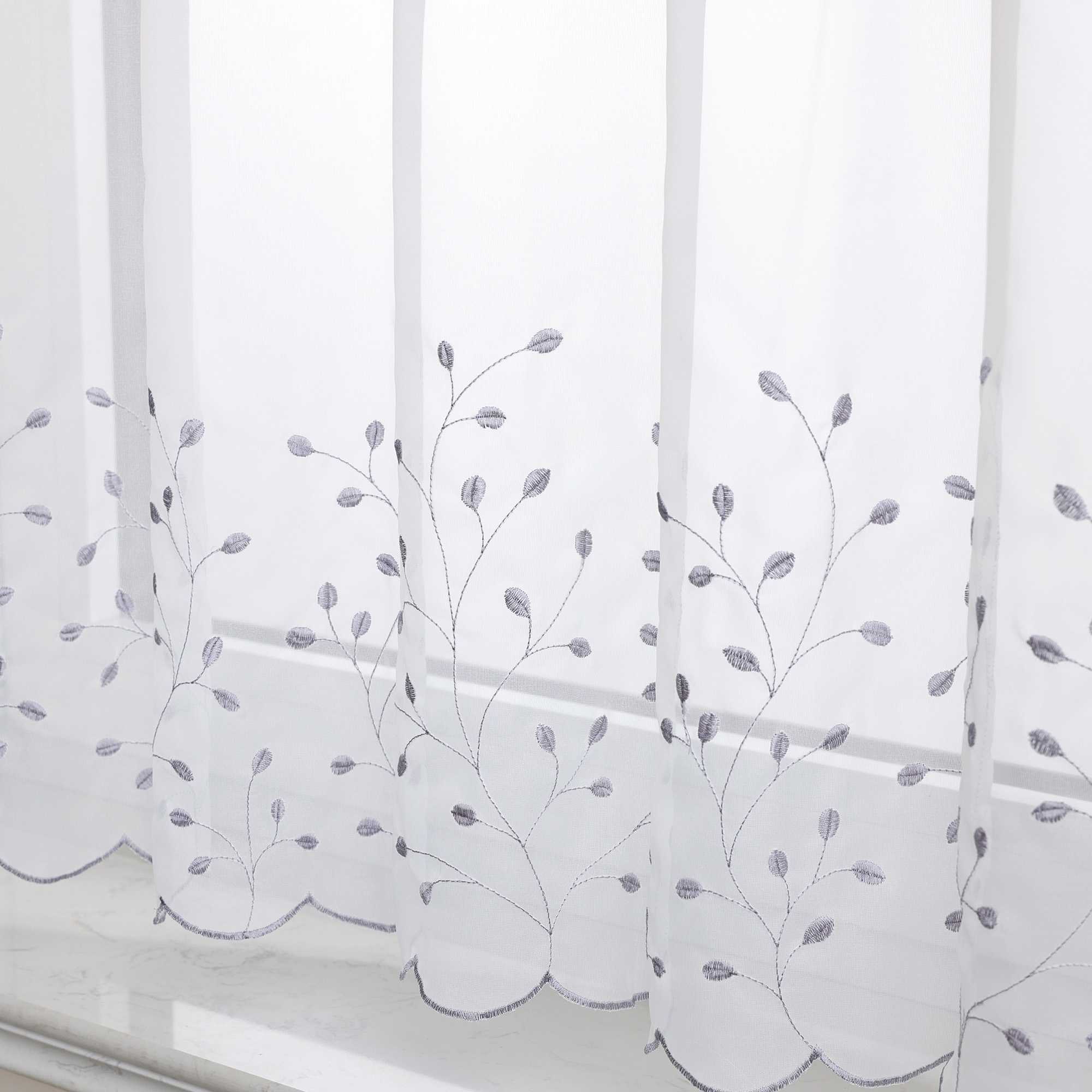 Cafe Curtain with Floral Embroidery/ Voile with Eyelet Header Country Style 1 Piece - Red, H x W 45 x 120cm