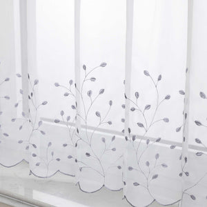 Cafe Curtain with Floral Embroidery/ Voile with Eyelet Header Country Style 1 Piece - Red, H x W 45 x 120cm