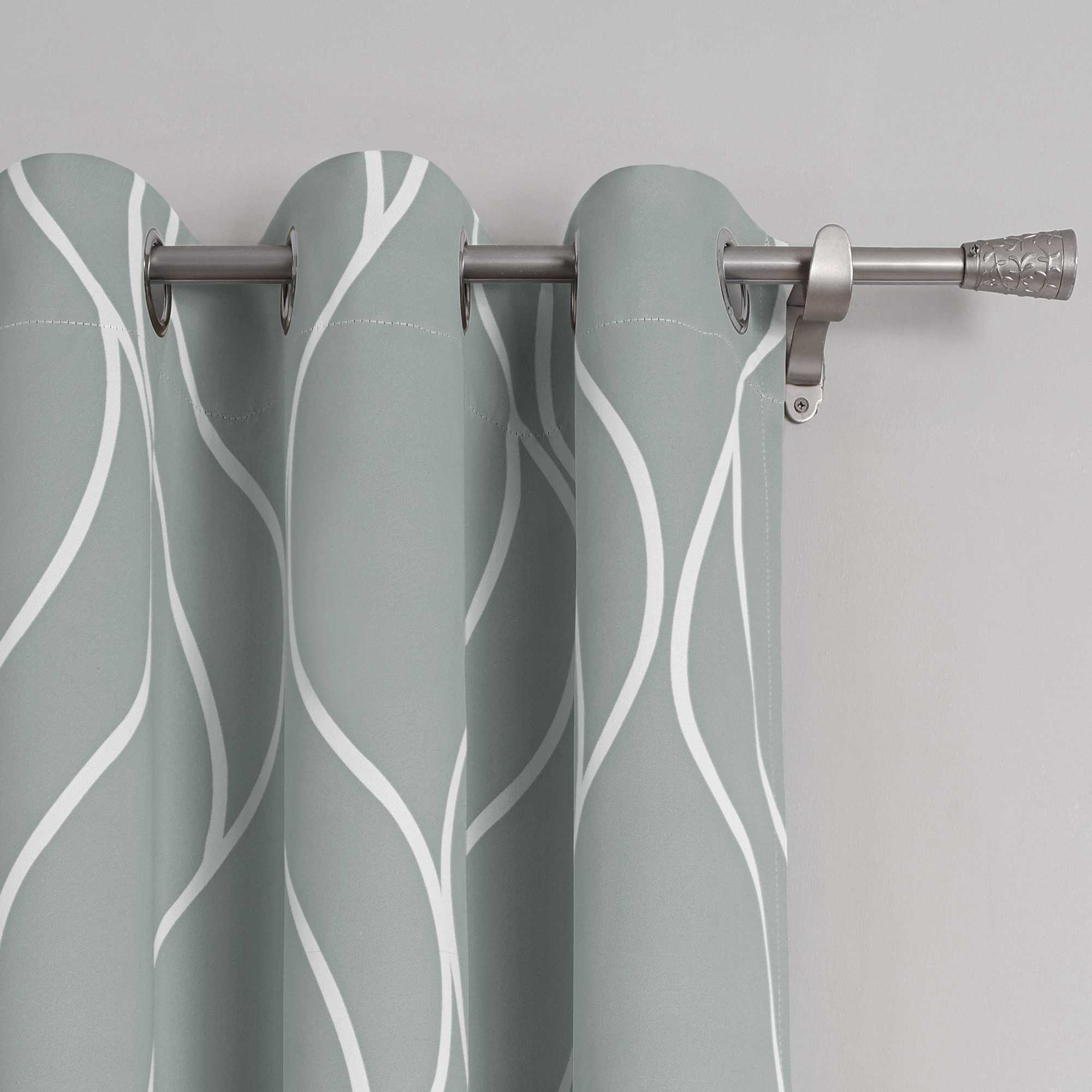 Blackout Grommet Curtain with Wave Pattern 1 Piece - Sand, W x H 135 x 175cm