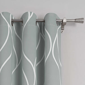 Blackout Grommet Curtain with Wave Pattern 1 Piece - Sand, W x H 135 x 175cm