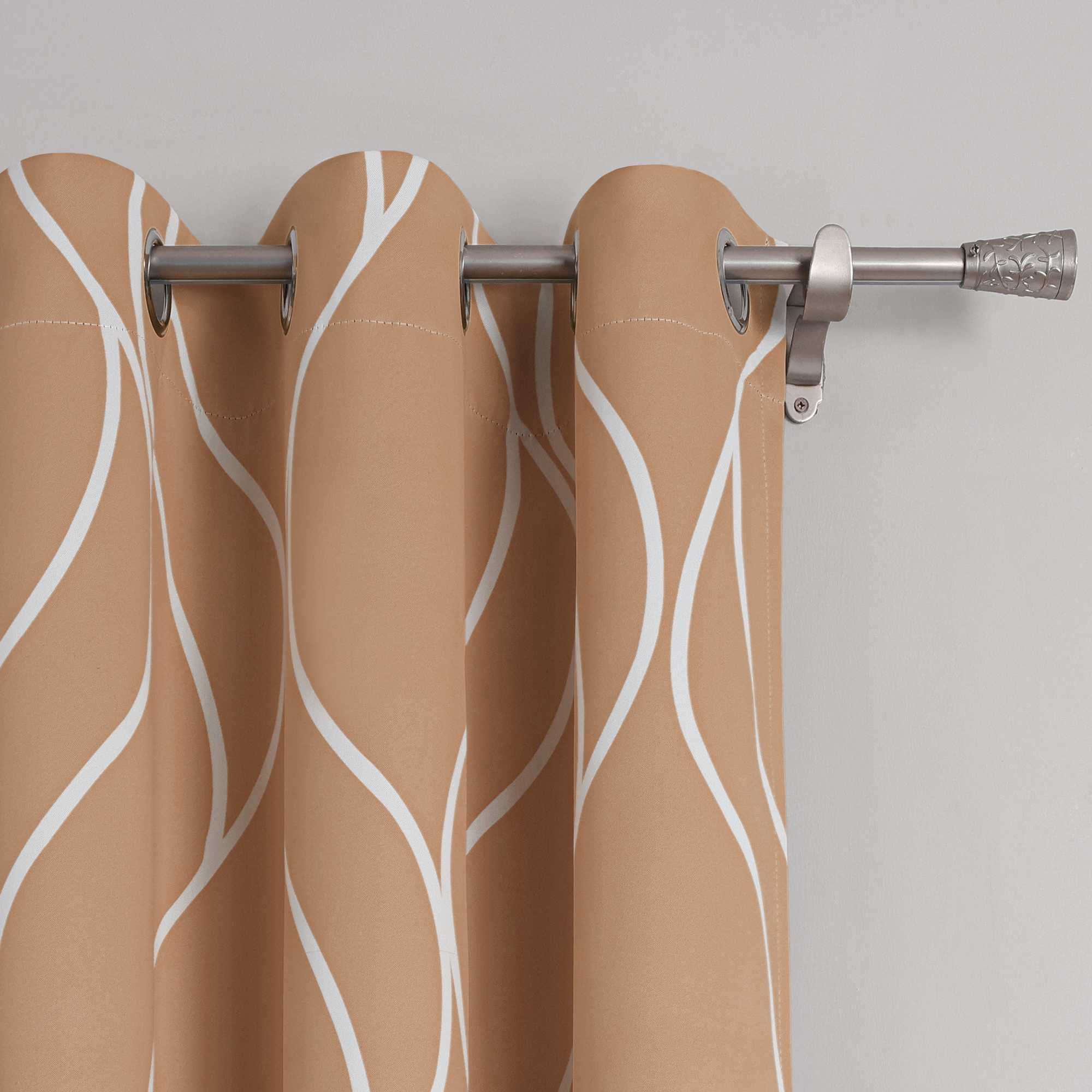Blackout Grommet Curtain with Wave Pattern 1 Piece