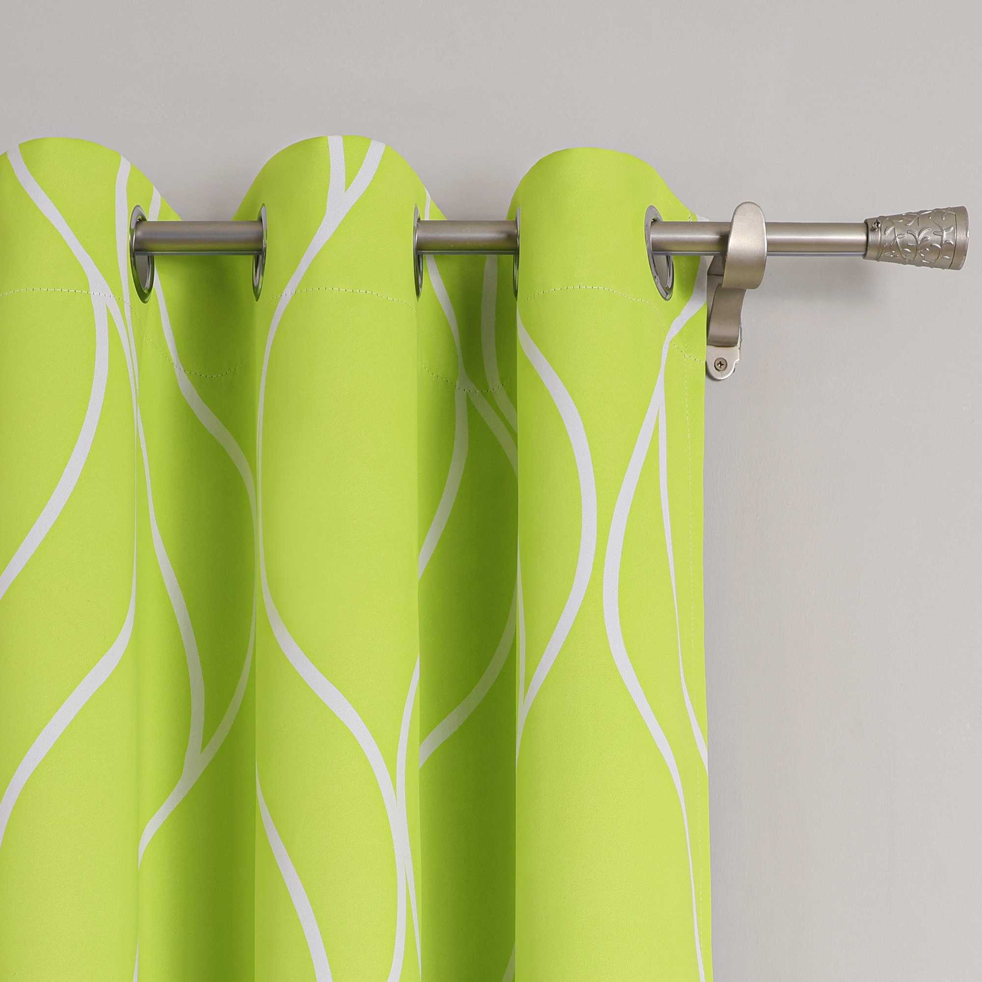 Blackout Grommet Curtain with Wave Pattern 1 Piece - Green, W x H 135 x 245cm
