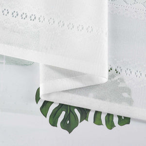 Sheer Cafe Curtain with Diamond Embossing and Tassel 1 Piece - White, H x W 60 x 90cm