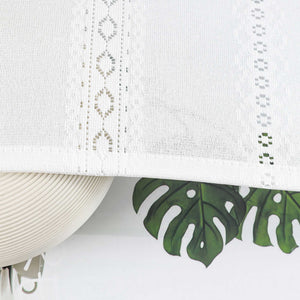 Sheer Cafe Curtain with Diamond Embossing and Tassel 1 Piece - White, H x W 60 x 120cm