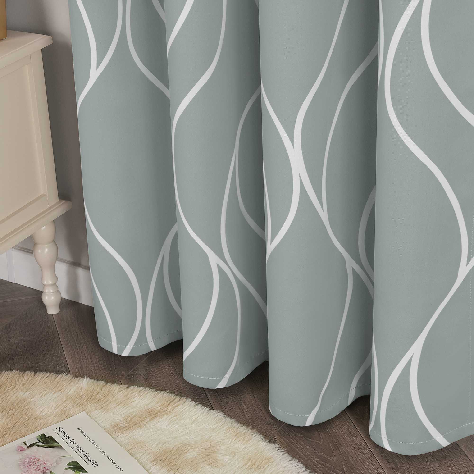 Blackout Grommet Curtain with Wave Pattern 1 Piece - Sand, W x H 135 x 225cm