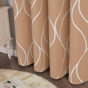 Blackout Grommet Curtain with Wave Pattern 1 Piece - Gray, W x H 135 x 245cm