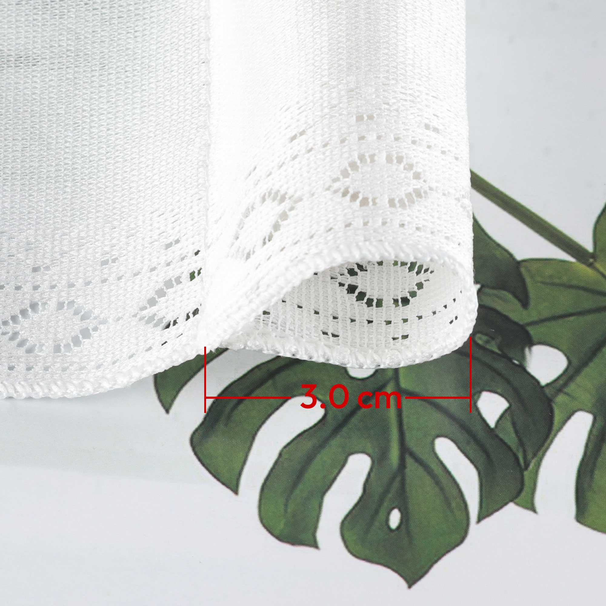 Sheer Triangular Curtain with Diamond Embossing and Tassel 1 Piece - White, W x H 80 x 150cm