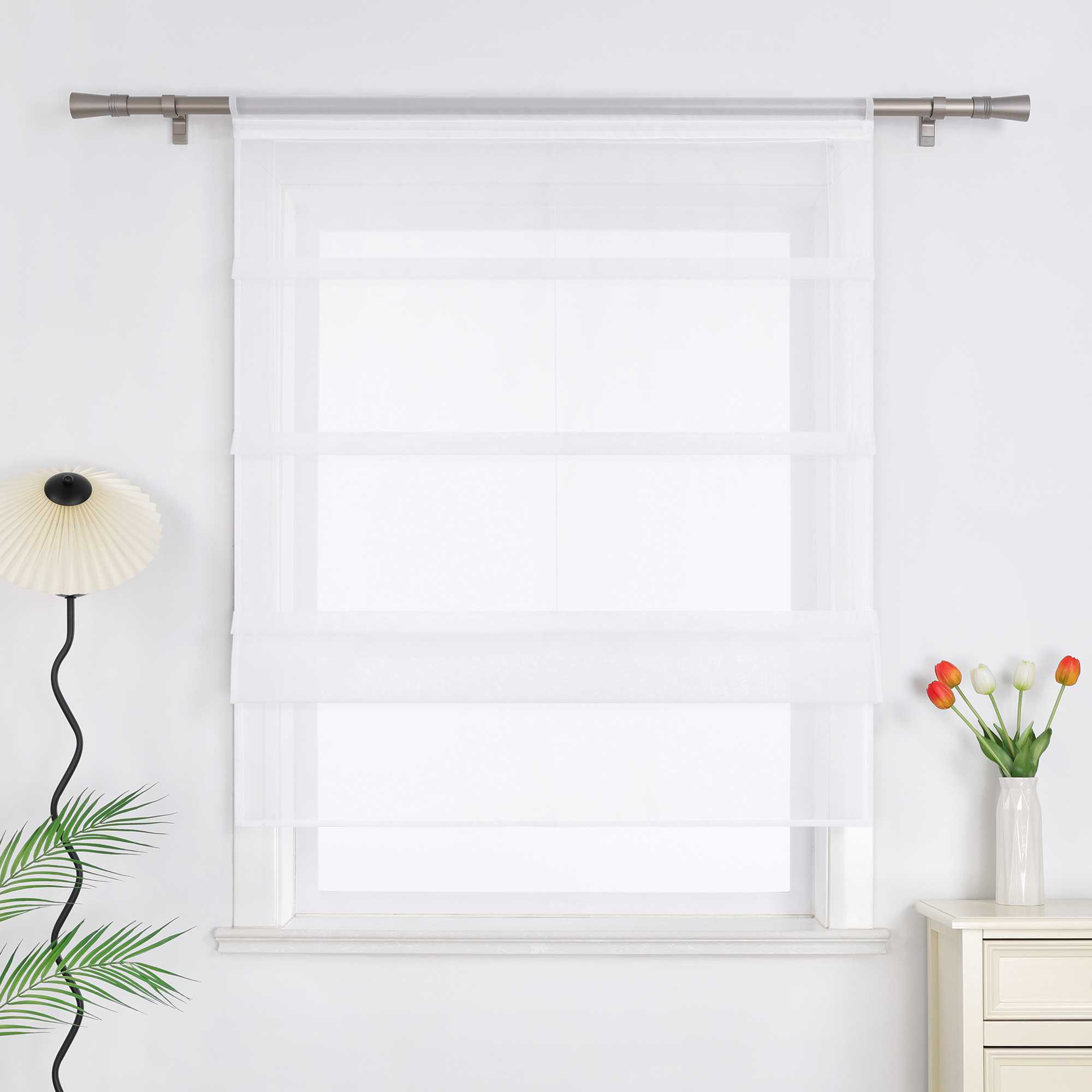 Roman Shade Voile for Kitchen Sheer 1 Piece - Green, W x H 60 x 140cm