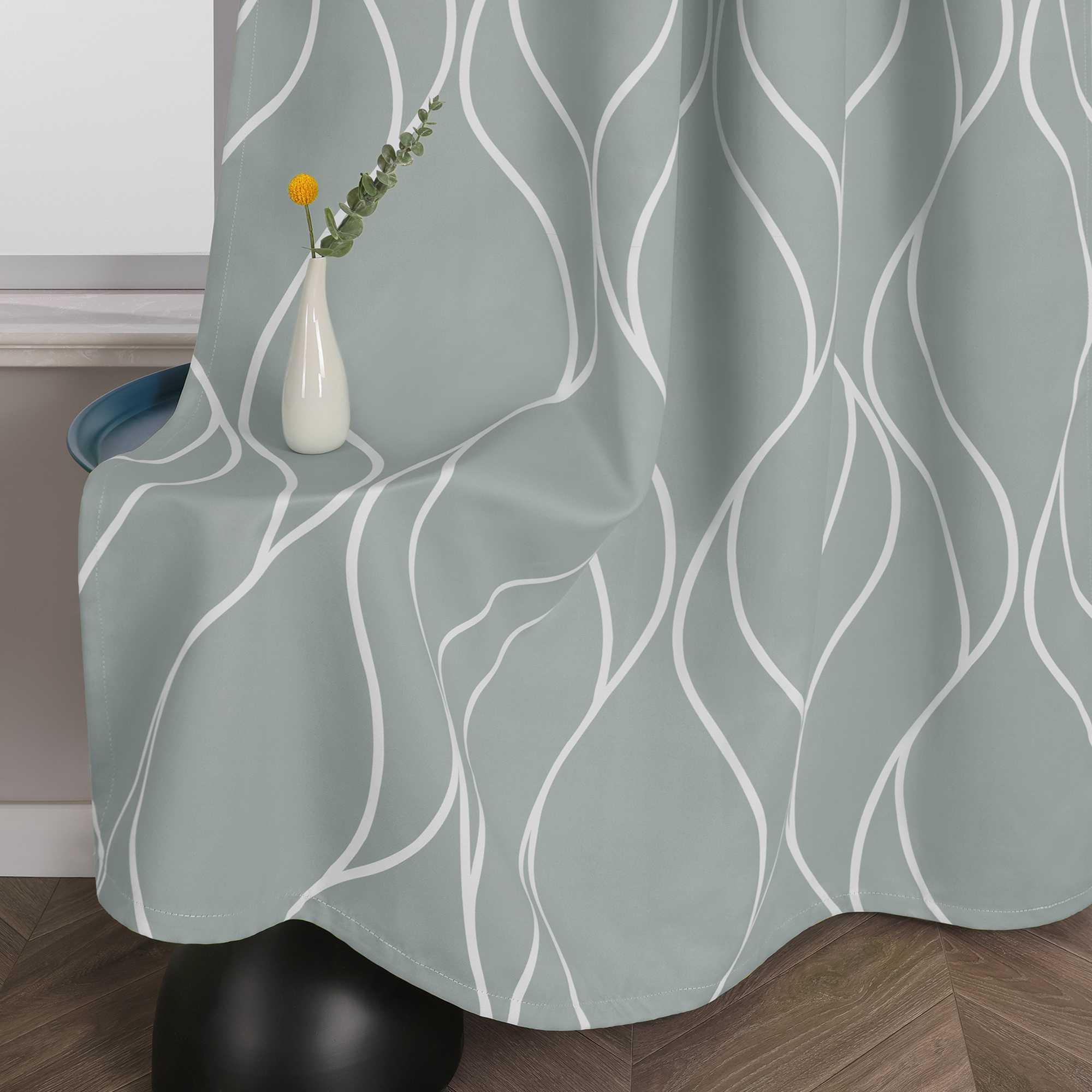 Blackout Grommet Curtain with Wave Pattern 1 Piece - Sand, W x H 135 x 260cm