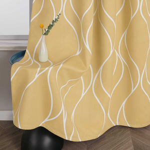 Blackout Grommet Curtain with Wave Pattern 1 Piece - Brown, W x H 135 x 260cm