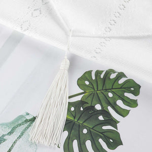 Sheer Triangular Curtain with Diamond Embossing and Tassel 1 Piece