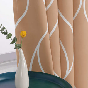 Blackout Grommet Curtain with Wave Pattern 1 Piece - Gray, W x H 135 x 260cm