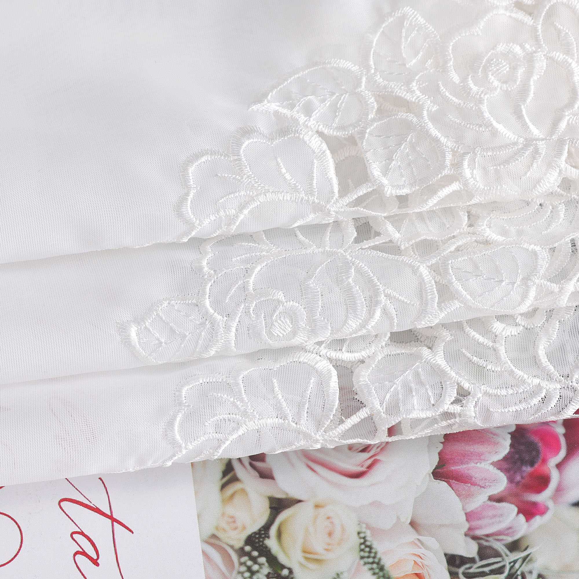 Cafe Curtain with Delicate Floral Designs and Rod Pocket