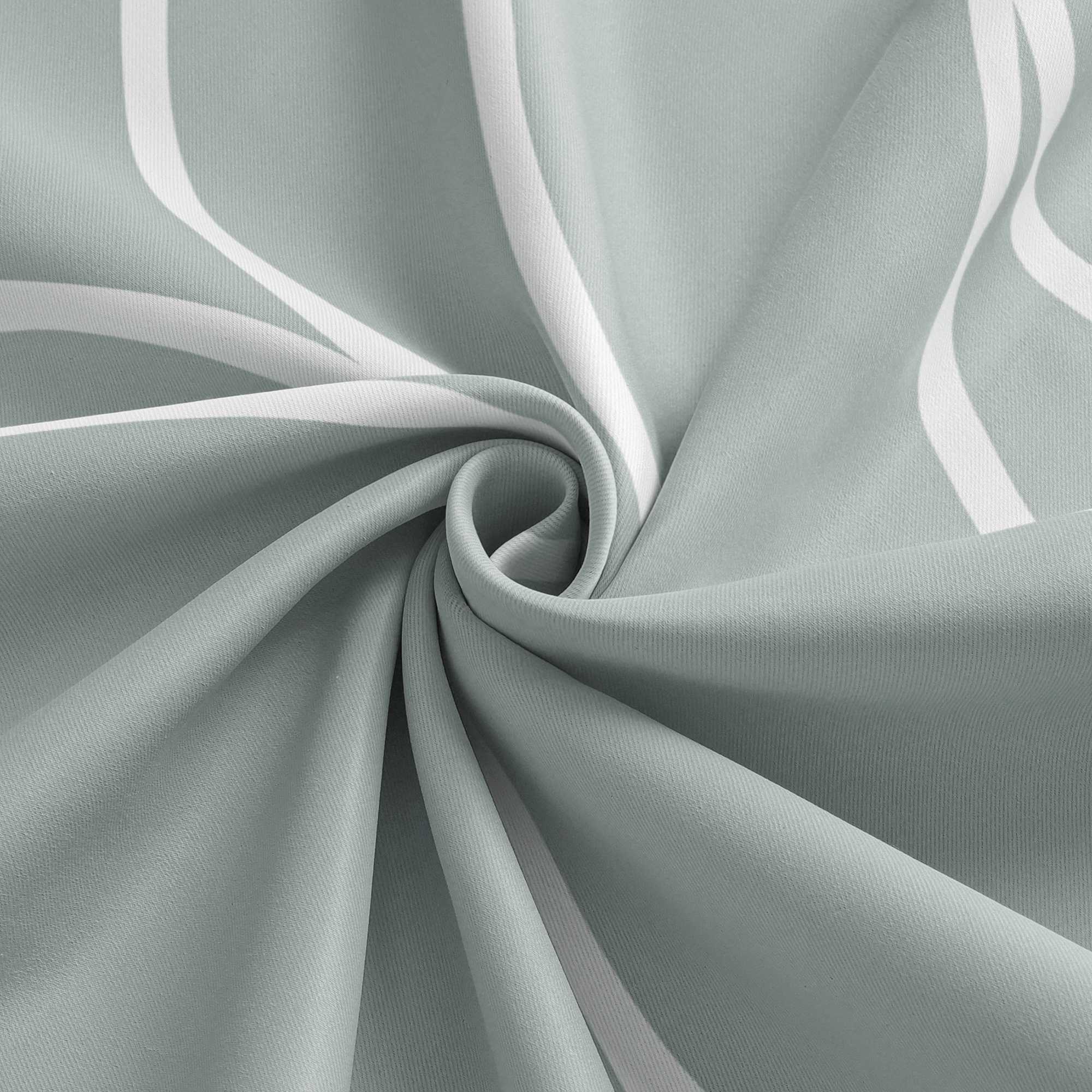 Blackout Grommet Curtain with Wave Pattern 1 Piece - Green, W x H 135 x 145cm