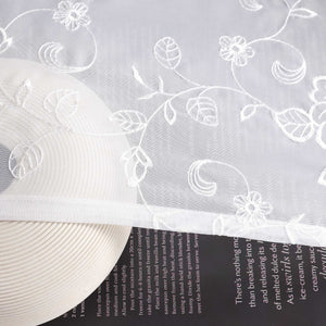 Cafe Curtain with Delicate Floral Designs and Rod Pocket